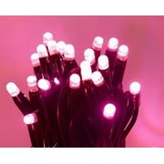Светодиодная гирлянда String Light (нить), 20 м, 200 светодиодов, черный провод, розовый