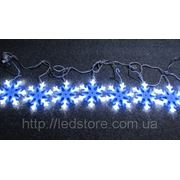 Светодиодная гирлянда "Снежинки", 2.5 м, 198 светодиодов, 8 программ, прозрачный провод, белый и синий свет