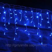 СВЕТОДИОДНАЯ ГИРЛЯНДА “БАХРОМА 3*0.5м“, каучуковый белый кабель, цвет синий фотография