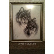 Картина вышитая крестиком "Волки"