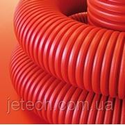 Труба ПНД гибкая гофр. д.16мм, тяжёлая с протяжкой, цвет красный, ДКС, 11516 фотография