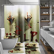 180x180см Кровавые Руки Ванная комната Водонепроницаемы Занавески для душа Нескользящие Коврики Коврики для фото