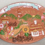 Сувенир украинский тарелка лепная деревня