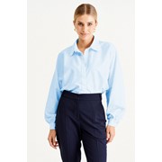 Женская рубашка офисная голубая M 29-233 р. 42-46 фотография