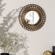 Зеркало настенное 'Винтаж', d зеркальной поверхности 13 см, цвет 'состаренное золото' фото
