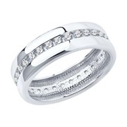 Обручальное кольцо из серебра с фианитами (94110026) фото
