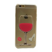 Чехол-накладка силикон Picture Wine Cup with Lips для iPhone 6/6s розовый фотография