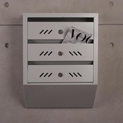 Ящик почтовый многосекционный, 3 секций, с задней стенкой, серый фото