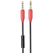 Аудио кабель штекер-штекер 3.5 мм 4-контакта с микрофоном для наушников, Hoco UPA12 Red, красный - 1 метр фото