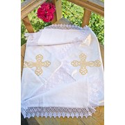 Нарядная махровая крыжма для крещения (christening blanket)