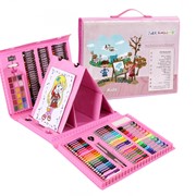 Набор юного художника для детей с мольбертом в чемоданчике (176 предметов) Розовый