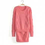 Розовый свитер с вязаной юбкой D107-44-069 фотография