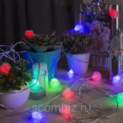 Гирлянда - Нить, с насадками - Ёжики, 5 м, LED-20-220V, мигает, нить прозрачная, свечение мульти (RG/RB) фотография