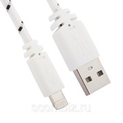 USB кабель «LP» для Apple iPhone/iPad Lightning 8-pin в оплетке (белый/черный/европакет) фотография