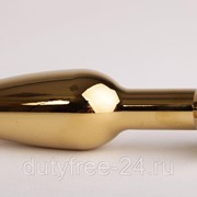 Золотистая анальная пробка с прозрачным кристаллом - 11,2 см. фотография