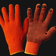 Перчатки вязанные с ПВХ точкой х/б оранжевые фото