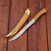 Сувенирный нож, светлое дерево с золотыми вставками 29 см фотография