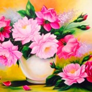 Набор для вышивания крестиком картина 40-50 см пионы розовые и белые