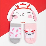 Набор новогодних носоков Крошка Я 'Зайчик', 2 пары, 8-10 см фото