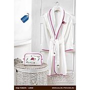 Халат женский с полотенцами в подарочной упаковке Soft Cotton LILY хлопковая махра фуксия L фото
