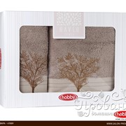 Подарочный набор полотенец для ванной Hobby Home Collection INFINITY хлопковая махра 2 пр. светло-коричневый фотография