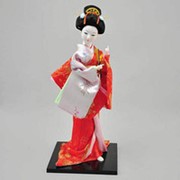 Японская традиционная кукла Гейша с веером