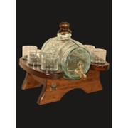 Набор “Застолье“ стеклянный бочонок с металлическим краном, 6 стаканов, подставка фото