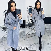 Женское пальто из кашемира с поясом (4 цвета) ЕФ/-445 - Серый