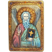 Большая подарочная икона Святой апостол Андрей Первозванный на мореном дубе фото