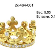 Кольцо из желтого золота 585 пробы с цирконием, артикул к-464-001 фото