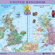 United Kingdom. Фізична карта. Політико-адміністративна карта, м-б 1:1 500 000 (на планках) фотография