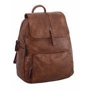 Женский рюкзак с несколькими отсеками из эко кожи 38 х 28 см коричневый фото