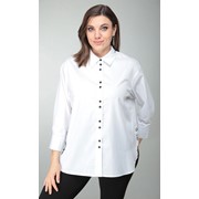 Белая блузка-рубашка из хлопка Н 1878 р. 44-54 фото