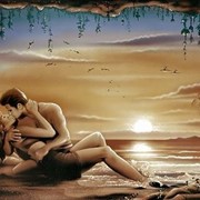 Гобеленовая картина Пара на берегу, 50х70 см