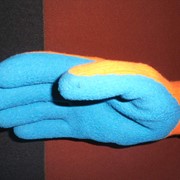 Перчатки акриловые утепленные с вспенненым латексным покрытием фото