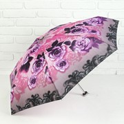 Зонт механический мини 'Цветы', 4 сложения, 7 спиц, R 47 см, цвет сиреневый фото