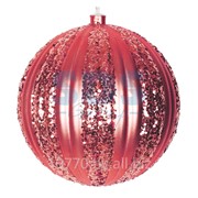 Елочная фигура “Полосатый шар“, 20 см, цвет красный фотография