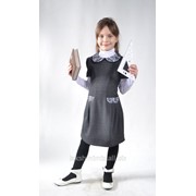 Школьное платье Анастасия серого цвета с коротким рукавом, А-15609/к фото