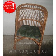 Кресло мягкое плетеное из лозы. Ручная работа фото