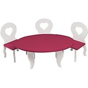Набор мебели для кукол“Шик“: стол + стулья, цвет: белый/ягодный (PFD120-49) фото