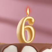 Свеча для торта цифра “Овал“ золотая “6“, большая фото