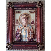 Икона деревянная резная Св. Николай Чудотворец фотография