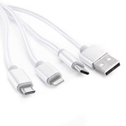 Дата-кабель АТОМ USB A 2.0-USB Type-C,USB B micro,Lightning, 1m silver фотография