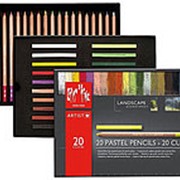 Художественный набор Carandache LANDSCAPE (20 пастельных карандашей и 20 пастельных мелков) +наждачная бумага