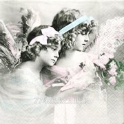 Салфетка для декупажа Ангелы с цветами фото