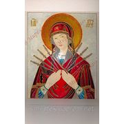Псевдовитраж рисованный “Дева Мария“. Ручная работа фото