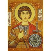 Именная икона из янтаря “Георгий“ фото