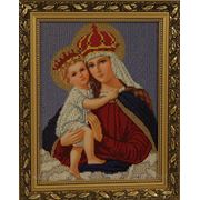Ікона "Богородиця з немовлям", Вышитая икона "Богородица с младенцем"