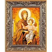 Икона из янтаря “Богородица на троне“ фото
