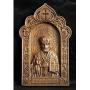 Резная икона Св. Николай Чудотворец (300x192 Дуб) фото